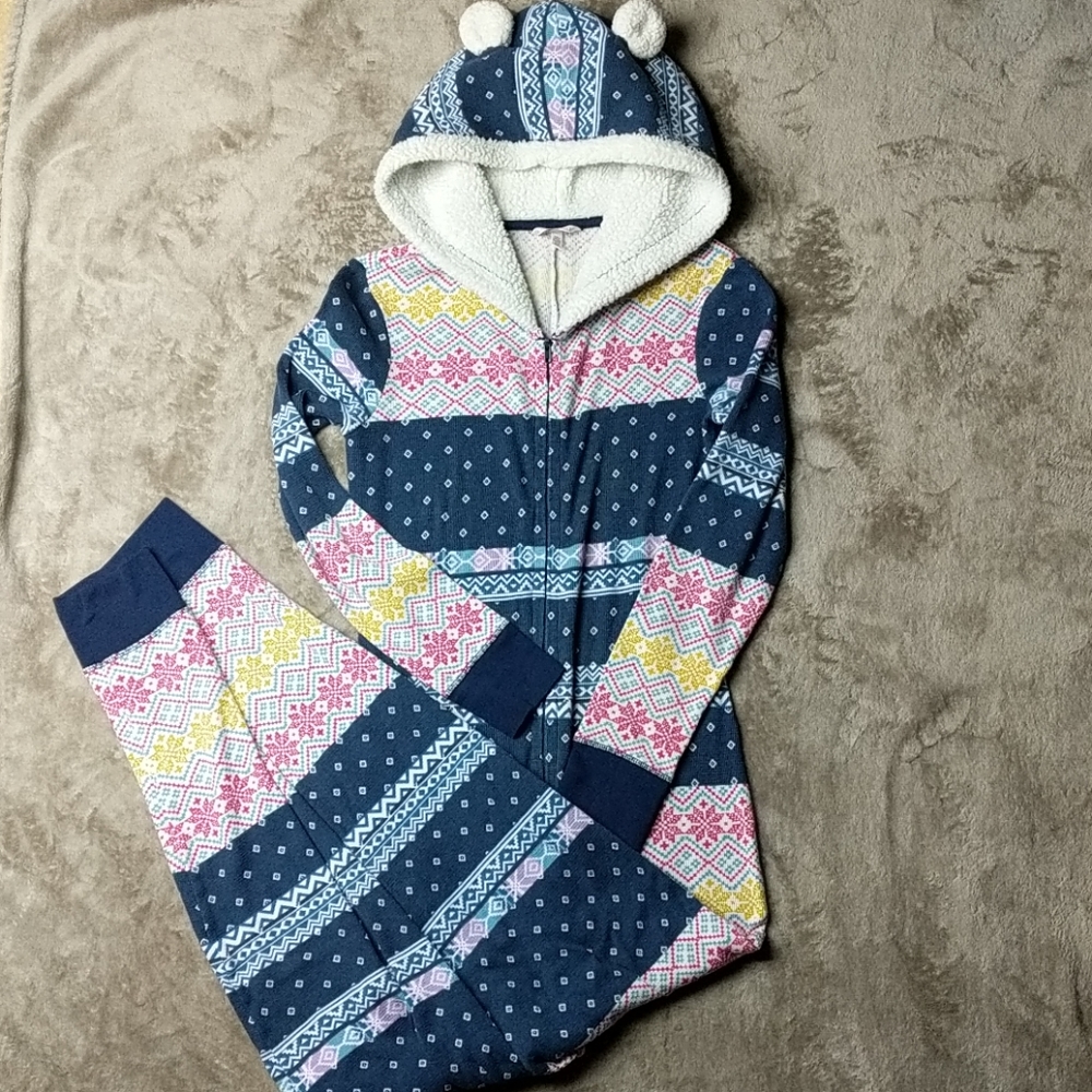Victoria's secret thermal one piece hooded pajamas